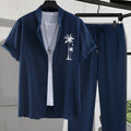 Men's European-size Coconut Printed Short-sleeved Shirt Trousers